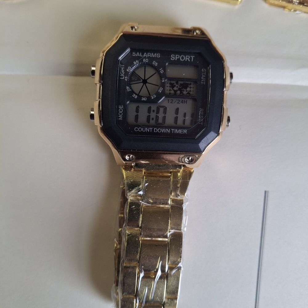 Digital Sport Watch in Gold and Black